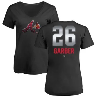 Gene Garber Women's Atlanta Braves Midnight Mascot V-Neck T-Shirt - Black