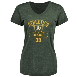 Gene Tenace Women's Oakland Athletics Base Runner Tri-Blend T-Shirt - Green