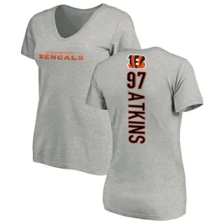 Geno Atkins Women's Cincinnati Bengals Backer V-Neck T-Shirt - Ash