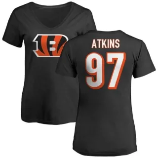 Geno Atkins Women's Cincinnati Bengals Name & Number Logo Slim Fit T-Shirt - Black