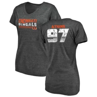 Geno Atkins Women's Cincinnati Bengals Retro Tri-Blend V-Neck T-Shirt - Black