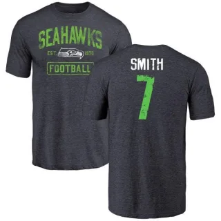 Geno Smith Seattle Seahawks Navy Distressed Name & Number Tri-Blend T-Shirt