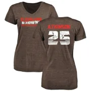 George Atkinson Women's Cleveland Browns Retro Tri-Blend V-Neck T-Shirt - Brown