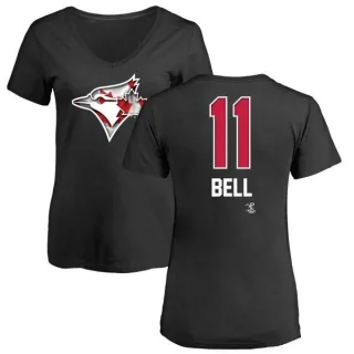 George Bell Women's Toronto Blue Jays Name and Number Banner Wave V-Neck T-Shirt - Black