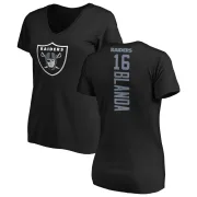 George Blanda Women's Oakland Raiders Backer Slim Fit T-Shirt - Black