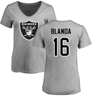 George Blanda Women's Oakland Raiders Name & Number Logo Slim Fit T-Shirt - Ash