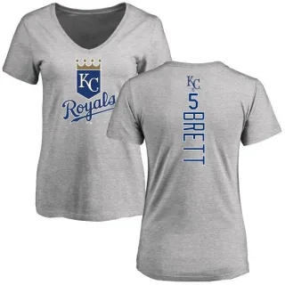 George Brett Women's Kansas City Royals Backer Slim Fit T-Shirt - Ash