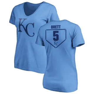 George Brett Women's Kansas City Royals RBI Slim Fit V-Neck T-Shirt - Light Blue