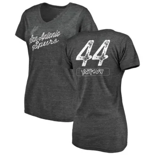 George Gervin Women's San Antonio Spurs Black Sideline Tri-Blend V-Neck T-Shirt