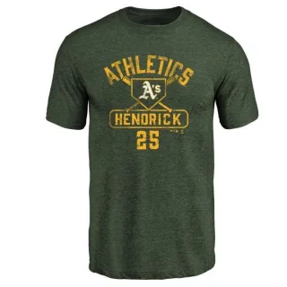 George Hendrick Oakland Athletics Base Runner Tri-Blend T-Shirt - Green