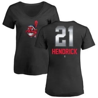 George Hendrick Women's Cleveland Indians Midnight Mascot V-Neck T-Shirt - Black