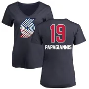 Georgios Papagiannis Women's Portland Trail Blazers Navy Name and Number Banner Wave V-Neck T-Shirt