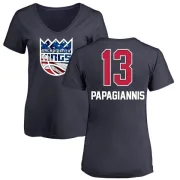 Georgios Papagiannis Women's Sacramento Kings Navy Name and Number Banner Wave V-Neck T-Shirt