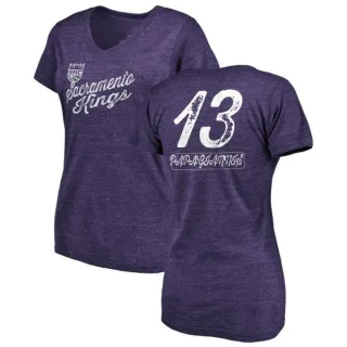 Georgios Papagiannis Women's Sacramento Kings Purple Sideline Tri-Blend V-Neck T-Shirt