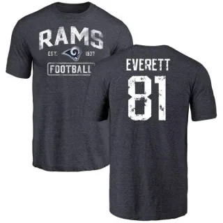 Gerald Everett Los Angeles Rams Distressed Name & Number Tri-Blend T-Shirt - Navy