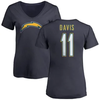 Geremy Davis Women's Los Angeles Chargers Name & Number Slim Fit V-Neck T-Shirt - Navy