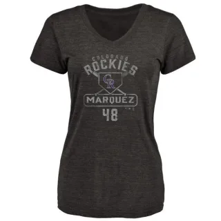 German Marquez Women's Colorado Rockies Base Runner Tri-Blend T-Shirt - Black