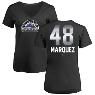 German Marquez Women's Colorado Rockies Midnight Mascot V-Neck T-Shirt - Black