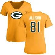 Geronimo Allison Women's Green Bay Packers Name & Number Logo Slim Fit T-Shirt - Gold