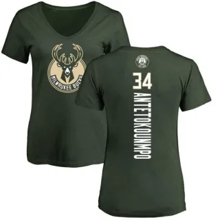 Giannis Antetokounmpo Women's Milwaukee Bucks Green Backer T-Shirt
