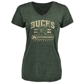 Giannis Antetokounmpo Women's Milwaukee Bucks Green Baseline Tri-Blend T-Shirt