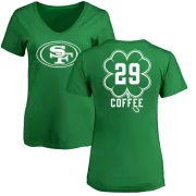 Glen Coffee Women's San Francisco 49ers Green St. Patrick's Day Name & Number V-Neck T-Shirt