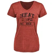 Glen Rice Women's Miami Heat Cardinal Baseline Tri-Blend T-Shirt