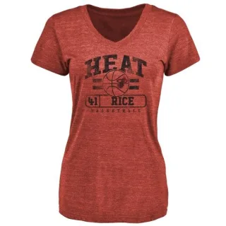 Glen Rice Women's Miami Heat Cardinal Baseline Tri-Blend T-Shirt