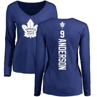 Glenn Anderson Women's Toronto Maple Leafs Backer V-Neck Long-Sleeve T-Shirt - Royal