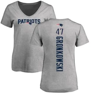 Glenn Gronkowski Women's New England Patriots Backer V-Neck T-Shirt - Ash