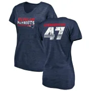 Glenn Gronkowski Women's New England Patriots Retro Tri-Blend V-Neck T-Shirt - Navy