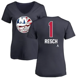 Glenn Resch Women's New York Islanders Name and Number Banner Wave V-Neck T-Shirt - Navy