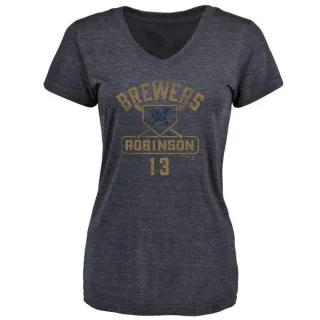 Glenn Robinson Women's Milwaukee Brewers Base Runner Tri-Blend T-Shirt - Navy