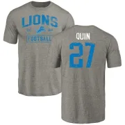 Glover Quin Detroit Lions Gray Distressed Name & Number Tri-Blend T-Shirt