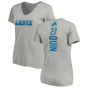 Glover Quin Women's Detroit Lions Backer V-Neck T-Shirt - Ash