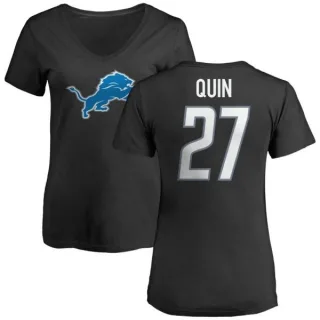 Glover Quin Women's Detroit Lions Name & Number Logo Slim Fit T-Shirt - Black