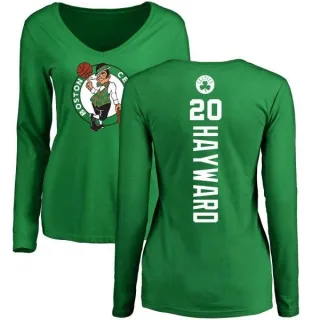 Gordon Hayward Women's Boston Celtics Kelly Green Backer V-Neck Long-Sleeve T-Shirt