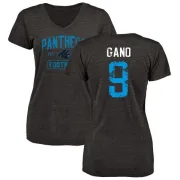 Graham Gano Women's Carolina Panthers Black Distressed Name & Number Tri-Blend V-Neck T-Shirt