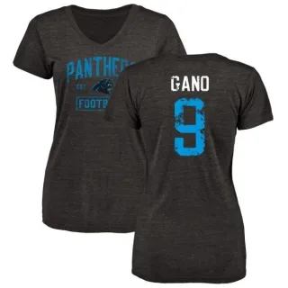 Graham Gano Women's Carolina Panthers Black Distressed Name & Number Tri-Blend V-Neck T-Shirt