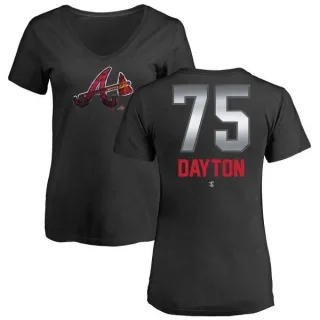 Grant Dayton Women's Atlanta Braves Midnight Mascot V-Neck T-Shirt - Black