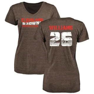 Greedy Williams Women's Cleveland Browns Retro Tri-Blend V-Neck T-Shirt - Brown