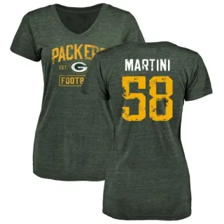 Greer Martini Women's Green Bay Packers Green Distressed Name & Number Tri-Blend V-Neck T-Shirt