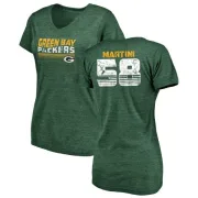 Greer Martini Women's Green Bay Packers Retro Tri-Blend V-Neck T-Shirt - Green