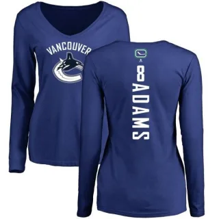 Greg Adams Women's Vancouver Canucks Backer V-Neck Long-Sleeve T-Shirt - Royal