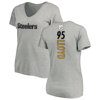 Greg Lloyd Women's Pittsburgh Steelers Backer V-Neck T-Shirt - Ash