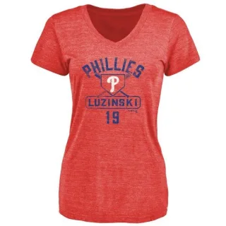 Greg Luzinski Women's Philadelphia Phillies Base Runner Tri-Blend T-Shirt - Red