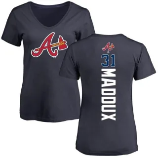 Greg Maddux Women's Atlanta Braves Backer Slim Fit T-Shirt - Navy