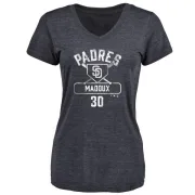 Greg Maddux Women's San Diego Padres Base Runner Tri-Blend T-Shirt - Navy