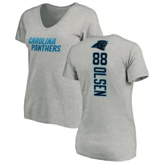 Greg Olsen Women's Carolina Panthers Backer V-Neck T-Shirt - Ash