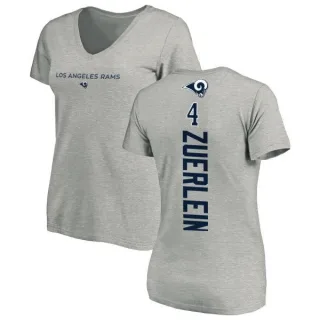 Greg Zuerlein Women's Los Angeles Rams Backer V-Neck T-Shirt - Ash